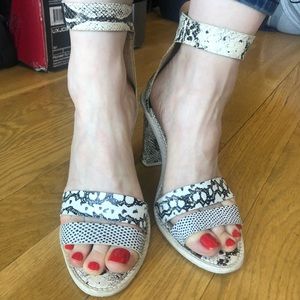 Loeffler Randall snakeskin leather heel sandal